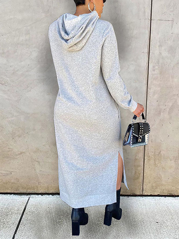 Slant Pockets Hoodie Dress Sweatshirts & Hoodies L
