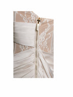 Callie Pearl White Lace Graceful Satin Corset High Slit Gown Gowns