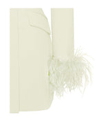 Madeline Pearl White Charming Feather Trim Blazer Dress