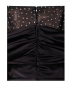 Stella Black Off Shoulder Graceful Crystal Corset Satin Gown Dresses