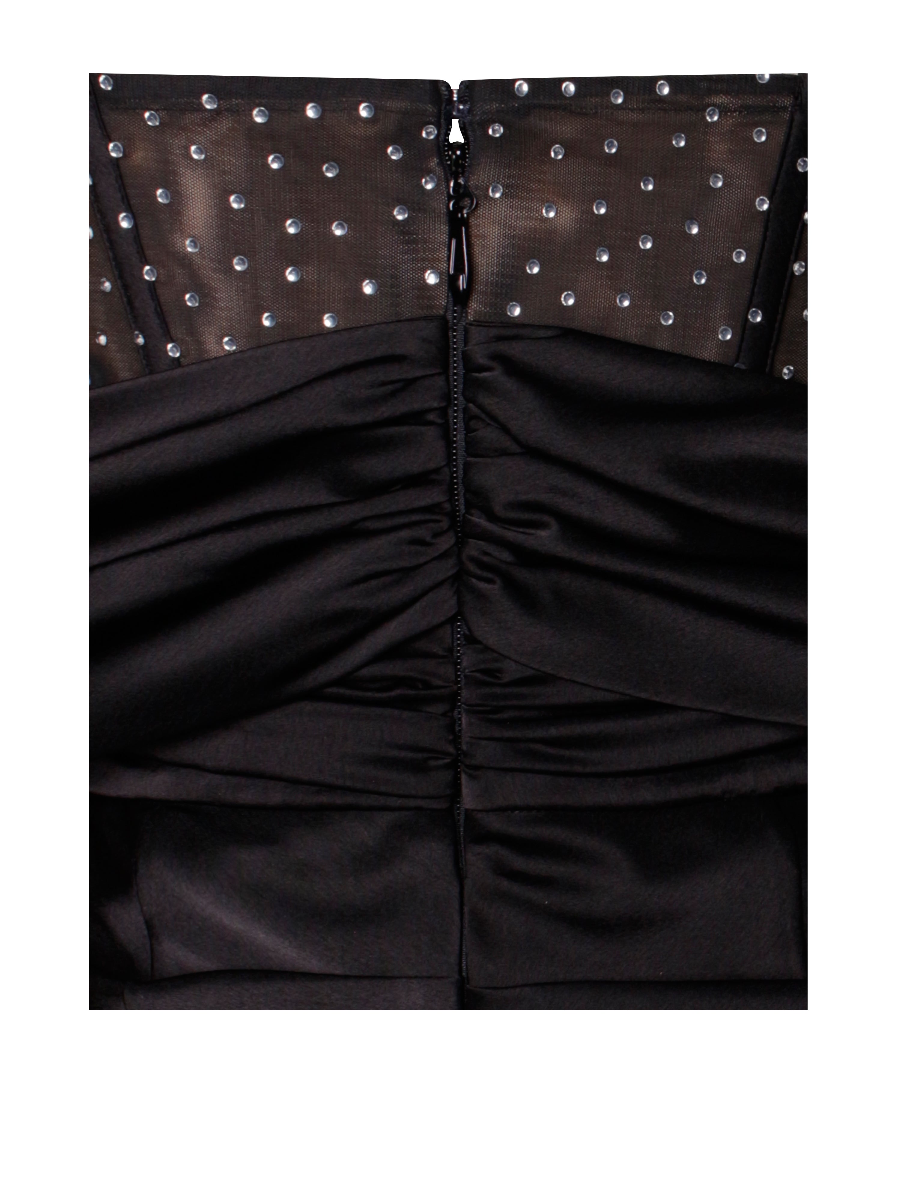 Stella Black Off Shoulder Graceful Crystal Corset Satin Gown Dresses