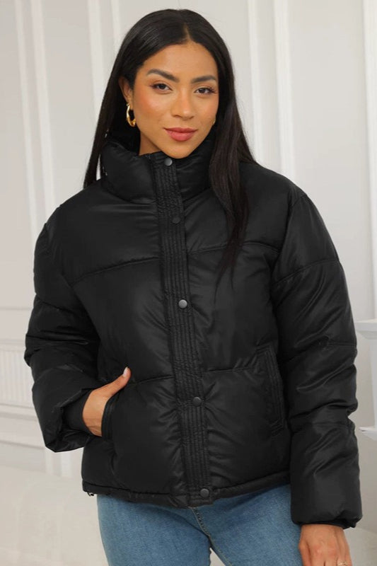 Cropped Stand Collar Puffer Jacket