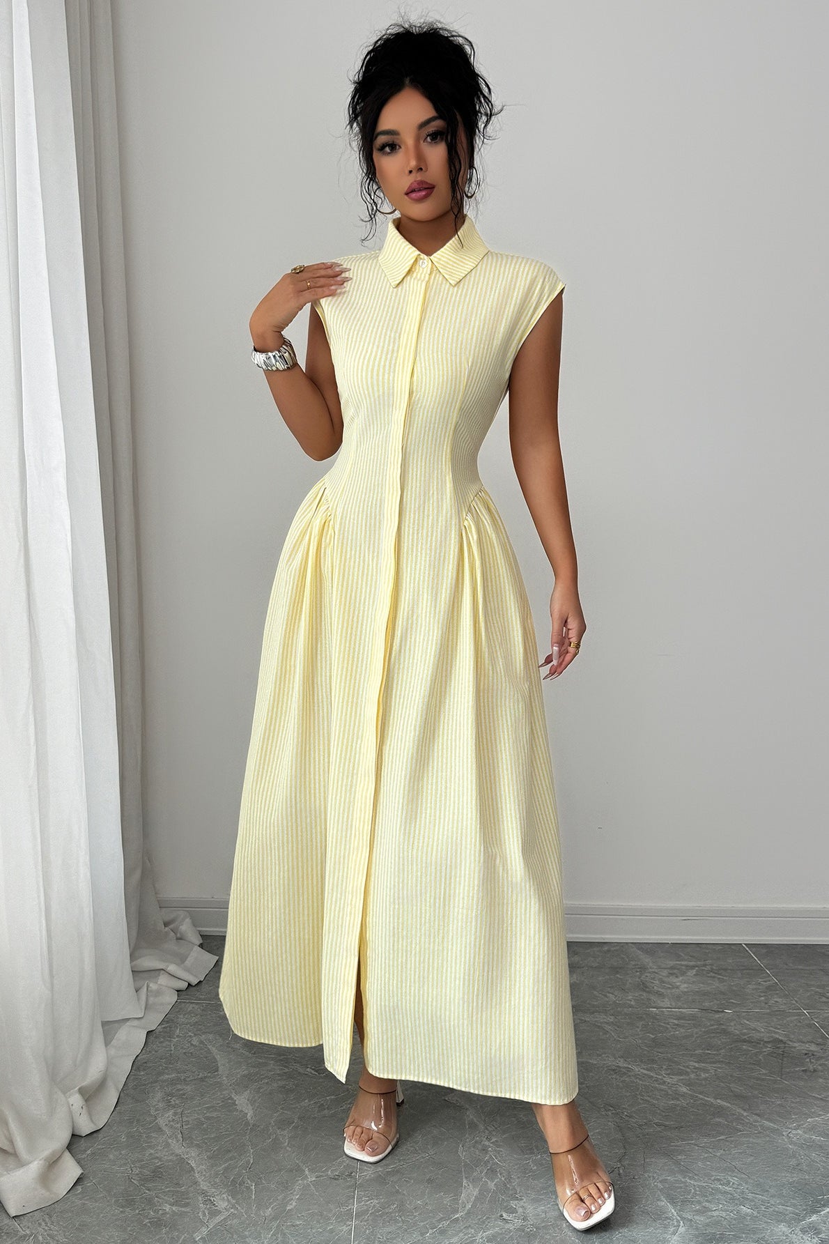 Sleeveless Button Front Open Design Maxi Dress Main image