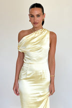 Solid Sleeveless Asymmetric Formal Dress