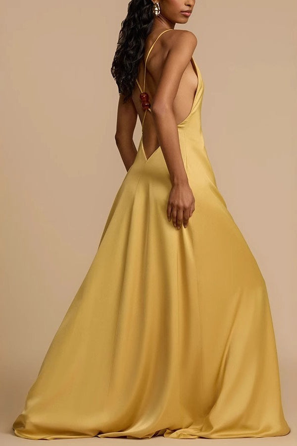 Backless Satin Slip Maxi Dress Main image