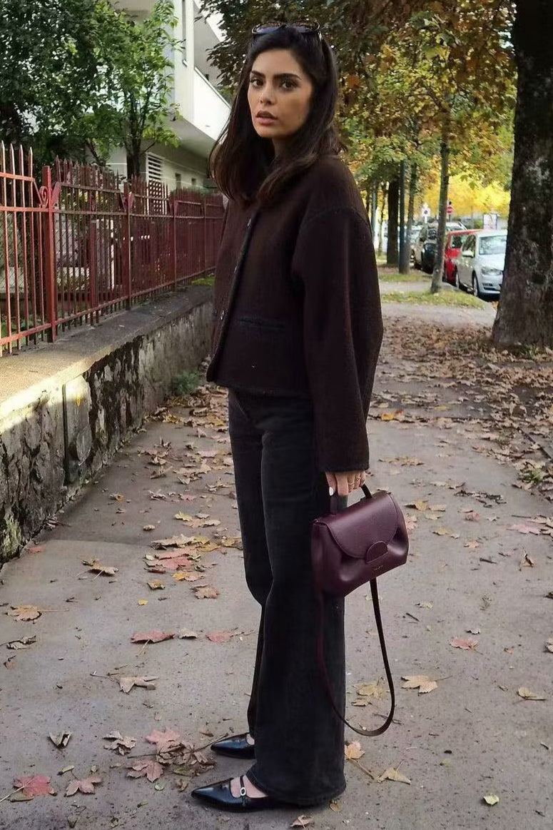 Wool Blend Colorblock Casual Coat Secondary image