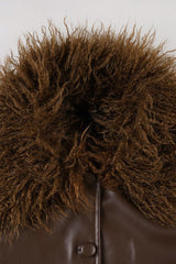 Fur Collar Leather Spliced Jacket