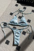 Sexy Shiny Halter Tanga Bikini Set