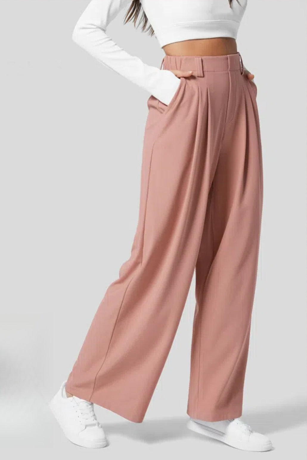 Hip Slimming Wide Leg Relaxed Knit Pants Main image