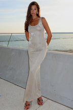 Shimmer Mesh Strap Maxi Vacation Dress