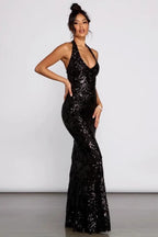 Sequin Halter Mermaid Formal Dress