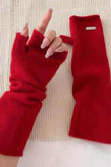 Long Raccoon Fur Knit Fingerless Gloves