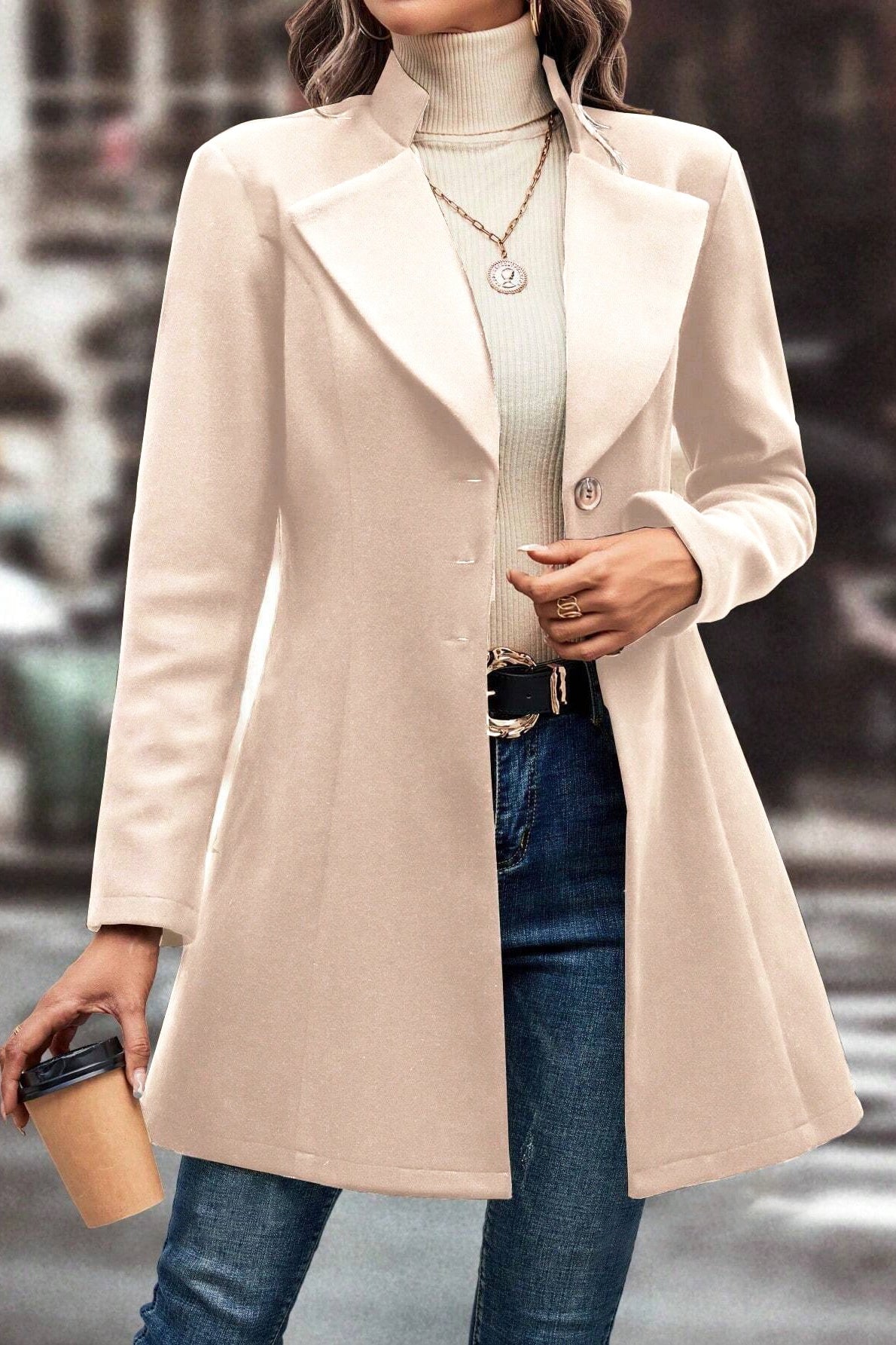 Slim Fit Wool Blend Lapel Overcoat Secondary image