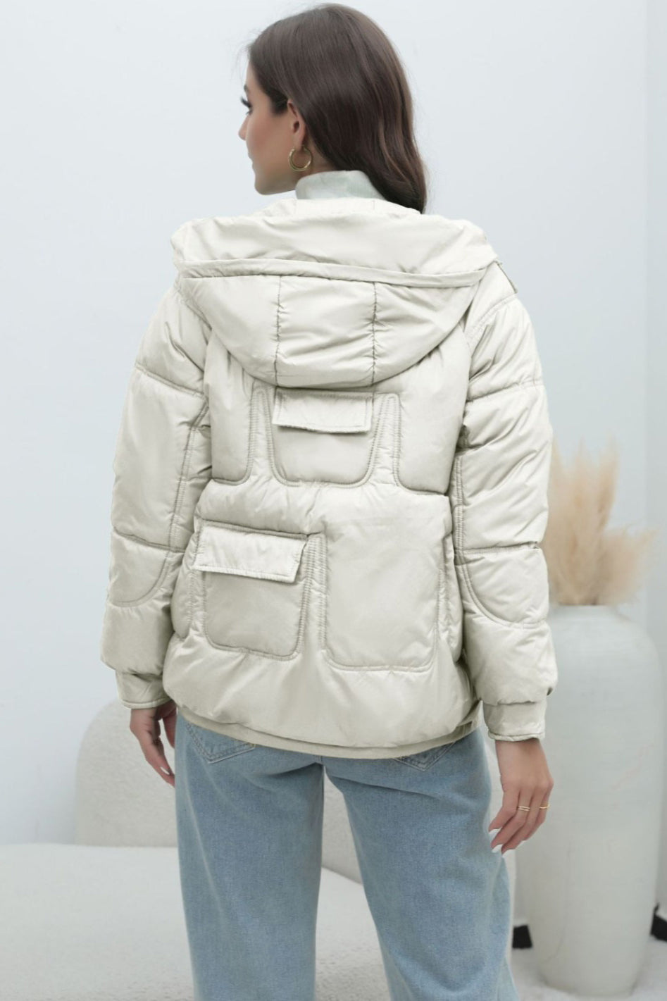 Bright Color Stand Collar Puffer Coat coats