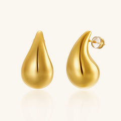 Polished Teardrop Gold Plated Gourd Stud Earrings