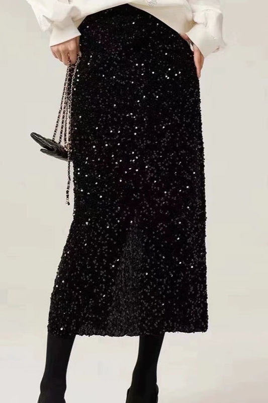 Black Sequin Midi Pencil Skirt Secondary image