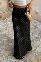 Polka Dot Satin High Waist Skirt