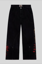 Mount Fuji Landscape Embroidered Wide Leg Jeans
