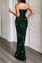 Strapless Bow Maxi Party Dress
