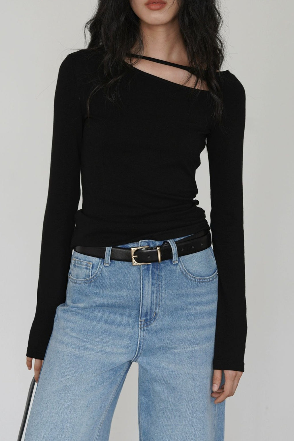 One Side Cut Out Bodycon Long Sleeve Tee
