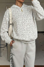 Leopard Print Loose Long Sleeve Casual Hoodie