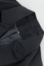 Notch Lapel Relaxed Blazer Wide Leg Pants Set