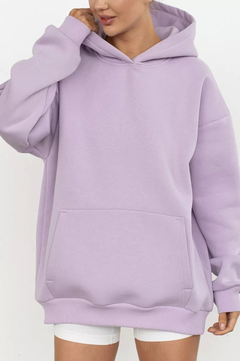 Oversized Solid Pullover Hoodie