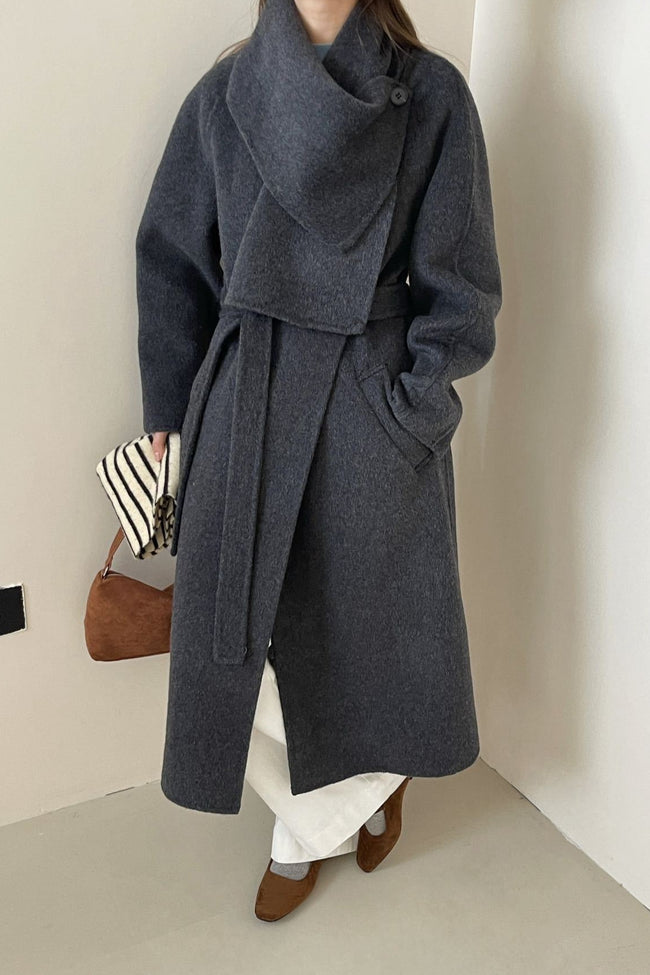 Wool Reversible Midi Scarf Style Overcoat Main image