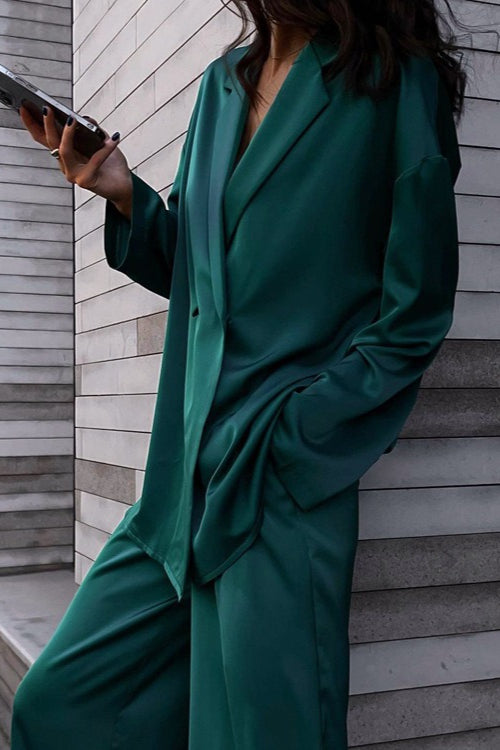 Satin Flowy Office Two Piece Pants Set Secondary image