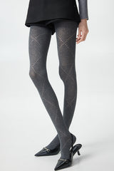 Openwork Sheer Black Diamond Pattern Tights