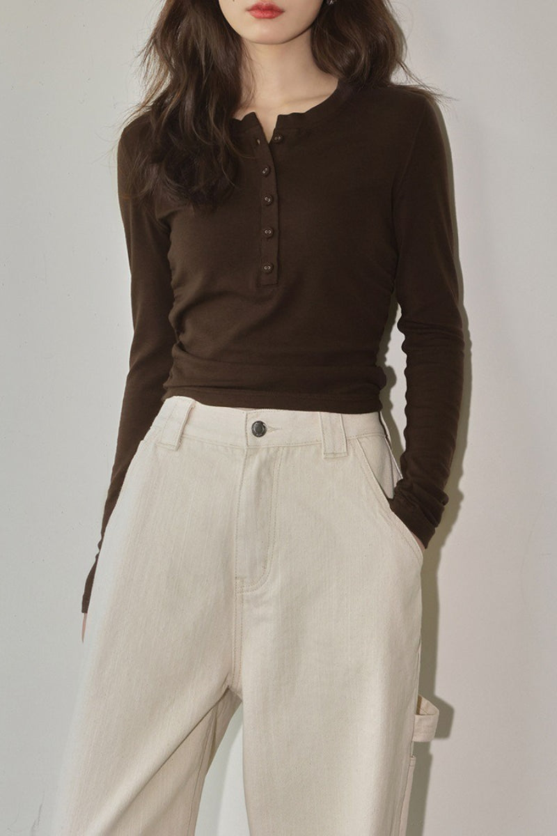 Mocha Brown Brushed Slim Fit Long Sleeve Tee Secondary image