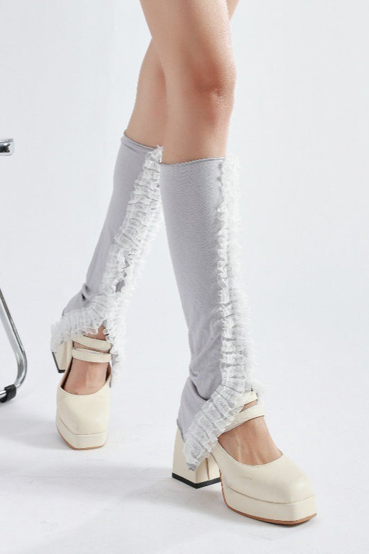 Lace Trim Slouchy Flared Leg Warmers Secondary image