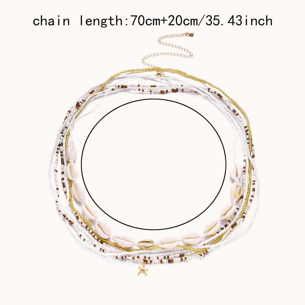 Boho Beaded Shell Starfish Layered Waist Chain