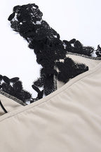 Lace Applique Contrast Slip Cocktail Dress