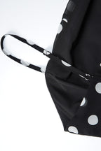 Black Polka Dot Contrast Patchwork Fitted Maxi Dress