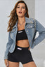 Pearl Embellished Cropped Denim Jacket