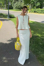 Chic Tie Strap Sleeveless Maxi Skirt Set