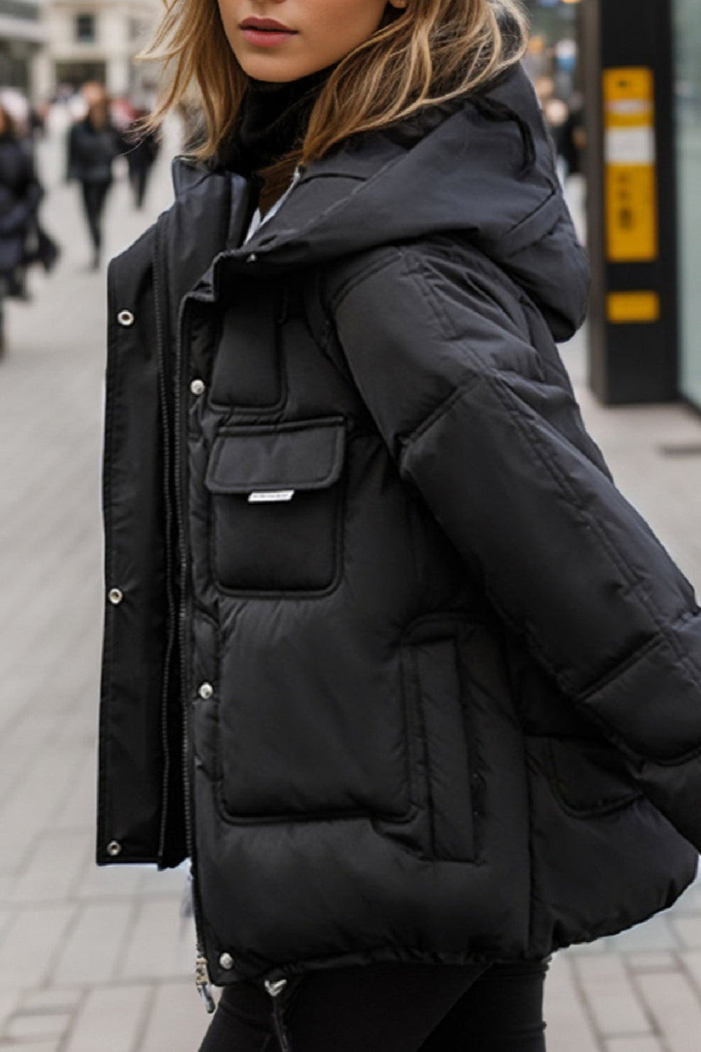 Cropped Insulated Cargo Puffer Jacket