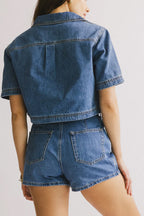 Casual Loose Denim Top Two Piece Skirt Set
