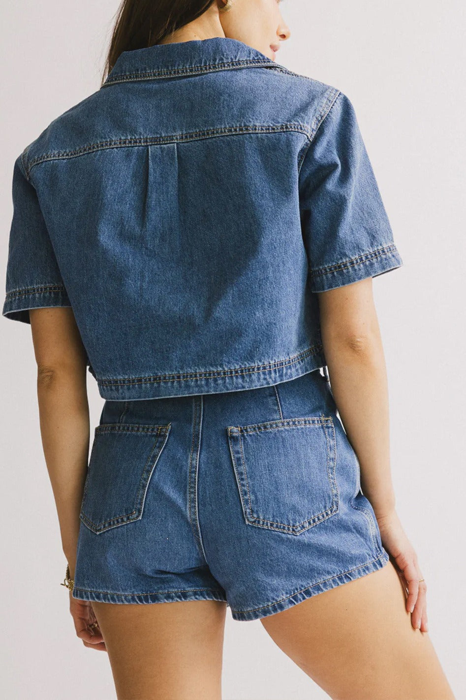 Casual Loose Denim Top Two Piece Skirt Set