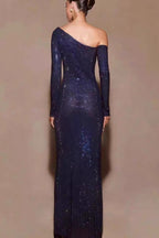 Off Shoulder Rhinestone Maxi Dress