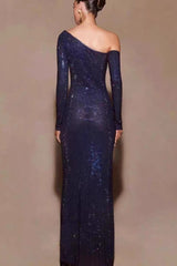 Off Shoulder Rhinestone Maxi Dress