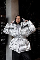 Chic Hooded Belted Quilted Puffer Jacket