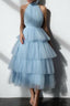 Blue Tiered Ruffle Mesh Party Dress XS / Blue