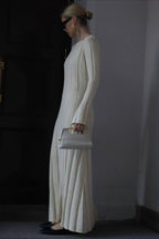 Solid A Line Maxi Sweater Dress S / White