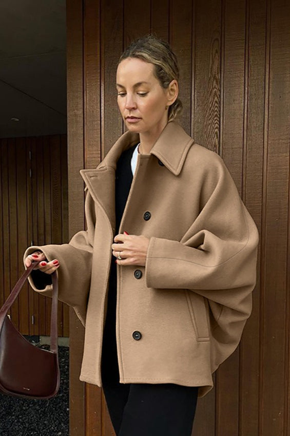 Batwing Sleeve Wool Blend Coat coats Main image