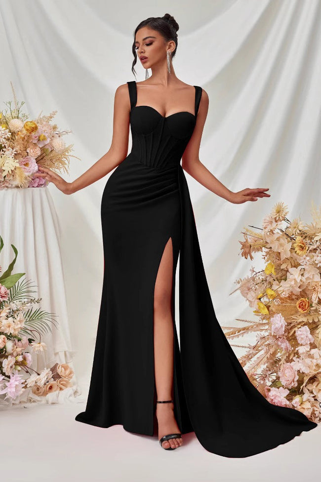 Sexy Bodycon Slit Maxi Party Dress XS / Black Main image