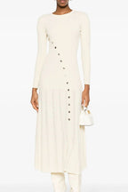 Asymmetrical Button Sweater Dress