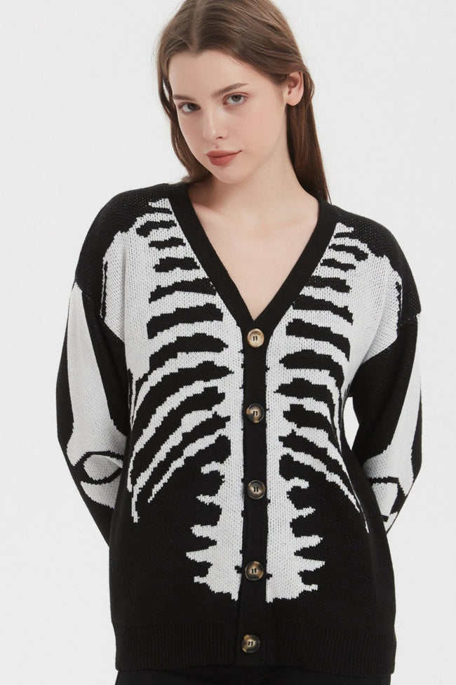 Skull Print Knit Cardigan Black / S Main image