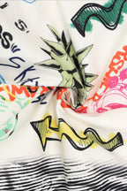 Graffiti Print Wide Leg Cargo Pants
